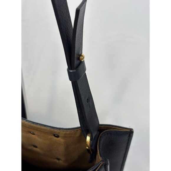 Sophie Hulme Albion Tote Bag Navy Blue Leather Top Handle Shoulder Strap - Picture 8 of 14